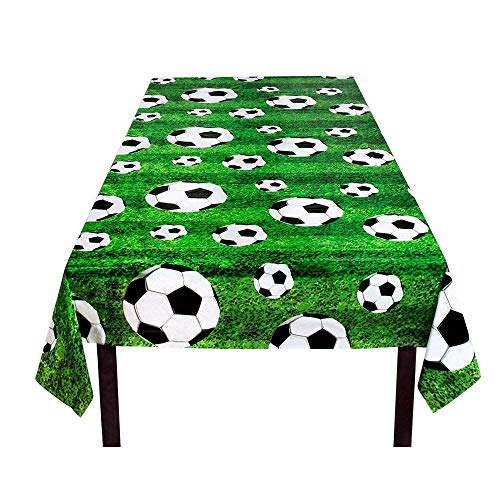 Boland 62509 - Tischdecke Fußball, Größe 180 x 120 cm, Tischtuch aus Polyesterstoff, Dekoration, Bundesliga, Champions League, Geburtstag, Party