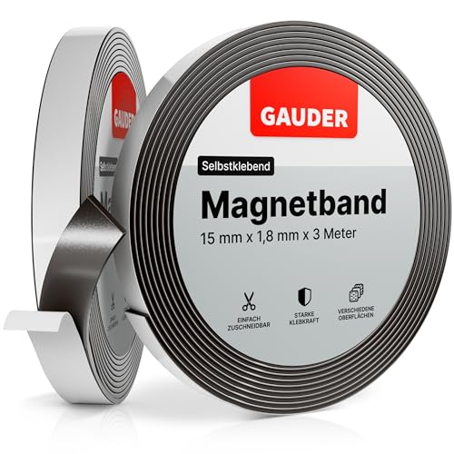 GAUDER Magnetband selbstklebend | Magnetklebeband | selbstklebendes Magnetband | Magnetstreifen