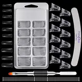 metagio 100 Stück Dual Nail Forms Set, Nagelverlängerung Kit für gelnägel Acryl Nägel mit 12 Stück Nagelspitzen Clip,1 Stück Dual-Ended Acryl Malpinsel und 1 Stück Nagelfeilen