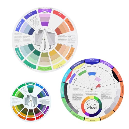 CIOUYAOS 3PCS Color Wheel, Farbkreis Pocket Color Wheel Kreative Diameter Color Mixing Guides, Wasserdicht Farbrad Kunst Lehrmittel für Make-up Blending Board Chart