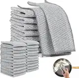 Generisch Magic Dishcloth Silver Wire Cleaning Kitchen Cloth Thickened Microfiber Wash Towel Built-in Sponge Steel Wire Ball Rag(Single Layer,30 PCS)