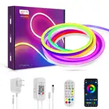 LUXONIC LED-Neonlichter, 2 m, Bluetooth, mit APP-Fernbedienung, IP65, wasserdicht, flexibel, Neon-LED-Streifen, RGB IC LED, Neonlicht für Spielzimmer, Dekoration im Freien