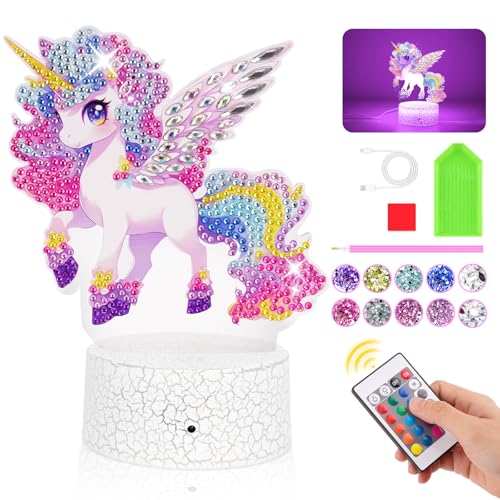 Einhorn Geschenke für Mädchen 5 6 7 8 9 Jahre: Basteln Mädchen 7 8 9 10 Jahre Diamond Painting Nachtlicht Bastelset Kinder ab 6 8 10 Jahren Spielzeug Mädchen 5-12 Jahr Coole Geschenkideen Zimmer Deko