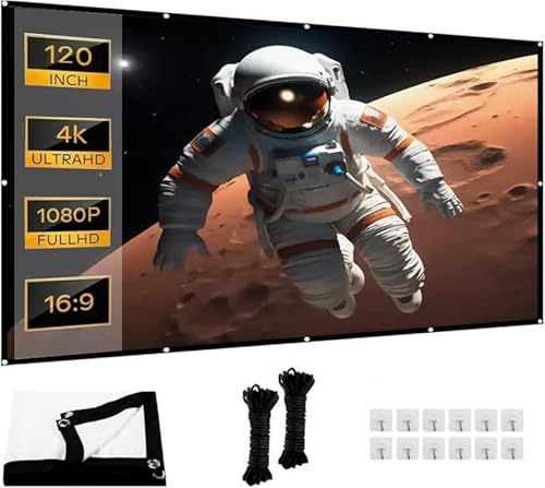 Leinwand Beamer verdickte und Anti-Falten tragbare Beamer Leinwand, 16:9 HD Faltbare Projektor Leinwände für Heimkino, Büro und Camping (120 Zoll)