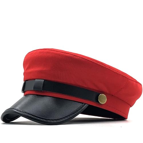 Chauffeurhut für Herren und Damen, klassische Vintage-Newsboy-Kappe, Kostüm, Hüte, Baskenmütze, Rot/Ausflug, einfarbig (Getaway Solids), Einheitsgr��e