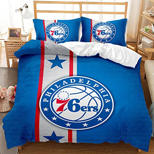 WINUO Basketball-Mannschaft Bettwäsche Sets 135x200cm, Bettbezug mit 2 Kissenbezug 80 x 80cm Mikrofaser,3-Teiliges Set