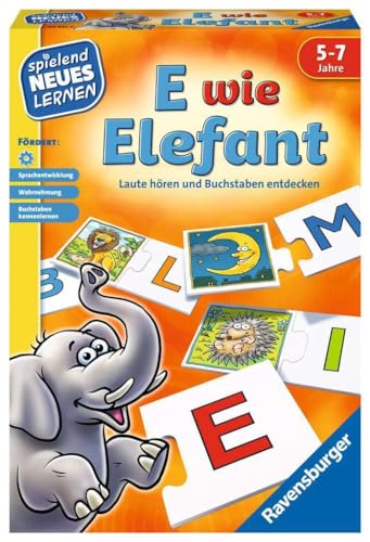 Ravensburger 24951 - E wie Elefant - Spielen und Lernen für Kinder, Lernspiel für Kinder von 5-7 Jahren, Spielend Neues Lernen für 1-4 Spieler, Yellow