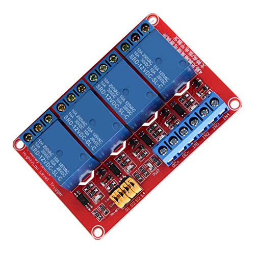 Uadme 4 Kanal Relais Modul, DC 12V Relaismodul mit Optokoppler Isolation High und Low Pegel Trigger, Elektronisches Relais Optokoppler Relaismodul, Starke Fahrfähigkeit