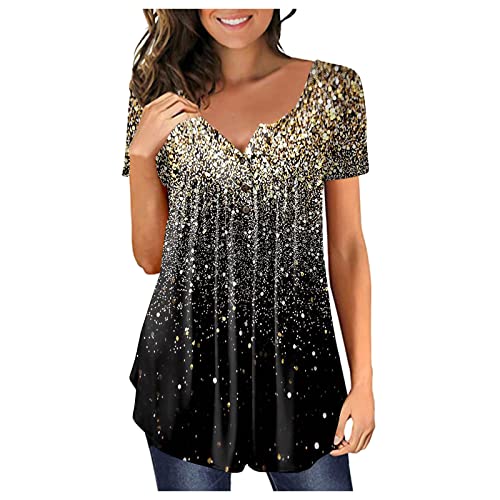 Arbeits T-Shirt Damen Oberteil Damen Gold T-Shirts Und Tops Tshirt Christmas Kunst Und Pulloverkleid Damen Paar Kostüme Pullover & Strickjacken Für Mädchen Bluse Frauen Sommerbluse Damen Leicht