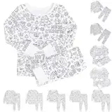 Generisch Kinder-Pyjamas zum Ausmalen,Pyjama-Set zum Ausmalen für Kinder - Sketch Buntes Kinder-Pyjama-Set,Kinderkunst: Malen Sie Ihr eigenes langärmliges Oberteil und Ihre eigene Hose aus, DIY