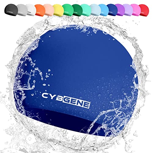 CybGene Silikon Badekappe für Kinder, Schwimmkappe Bademütze für Damen und Herren Unisex, Kleine, Marineblau