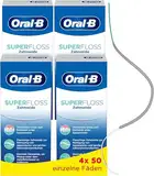 Oral-B Super Floss Zahnseide, ideal für Zahnspangen, Brücken und breite Zahnzwischenräume, 4x 50 vorgeschnittene Fäden