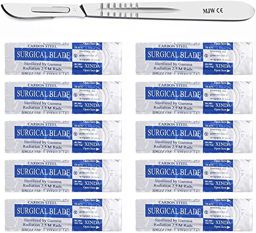 10 Stück Skalpellklingen Figur 21 mit Karbonstahl für Skalpell-Halter Nr. 4 - Ersatzklingen einzeln steril verpackt