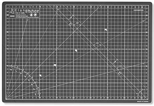 Elan Schneidematte A3 Schwarz und Taupe, 5-lagige Schneidematte Selbstheilend, Bastelunterlage Schnittfest, Bastelmatte, Schreibtischunterlage und Schneidematte 44 x 30, Schneideunterlage A3 zum Nähen