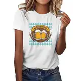 Oktoberfest Damen Outfit Damen-t-Shirt mit biermotiv, deutsches Oktoberfest, traditionelles nationalkleid, Bedruckt, lässig, lockerer Rundhalsausschnitt, Kurze ärmel Hoodie Damen sexy