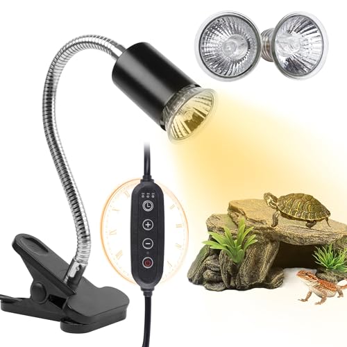 REPTI HOME Schildkröte Wärmelampe Terrarium, Reptilien UVA UVB Lampe Terrarium 25W+50W, E27 Wärmelampe Basking Spot für Schildkröte, Schlange, Eidechse