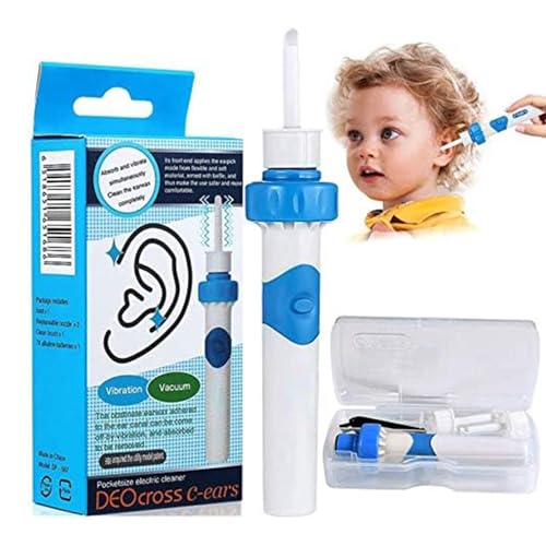 Oroclear Ohrenreiniger, Oroclear Ohrenschmalz Sauger, Clear Ohrreiniger mit 2 Waschbaren Ersatzköpfen Und Batterie, Geeignet für Kinder und Erwachsene Ohr Reinigung