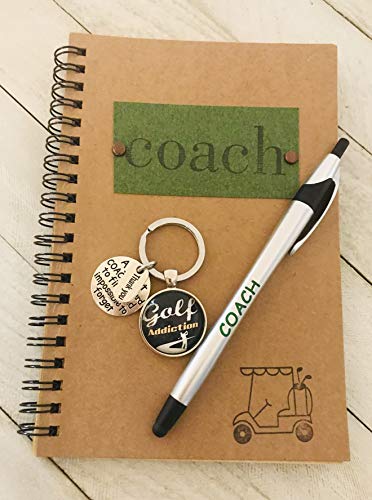 Golf-Coach Nummer 1 Geschenk-Set, handgefertigt, mit Eingabestift und Tintenstift und Coach-Schlüsselanhänger, verpackt und fertig zum Verschenken