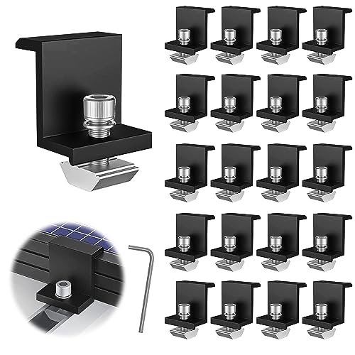 20 Stück Solar Endklemme, Solarmodul Halterung, 30mm Solarmodul Befestigung, Balkonkraftwerk Befestigung, Mit Muttern und Schrauben, für Solarmodul Montage, für Camping, Dach, Wohnmobil