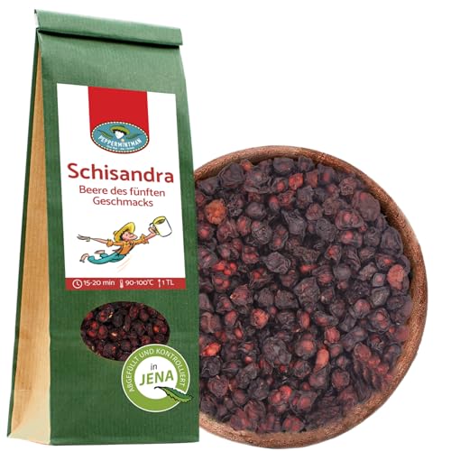 Schisandra Beeren ganz 60g - Handverlesene Schisandrabeeren als Snack, wohlschmeckenden Tee oder Zutat für viele Speisen - PEPPERMINTMAN