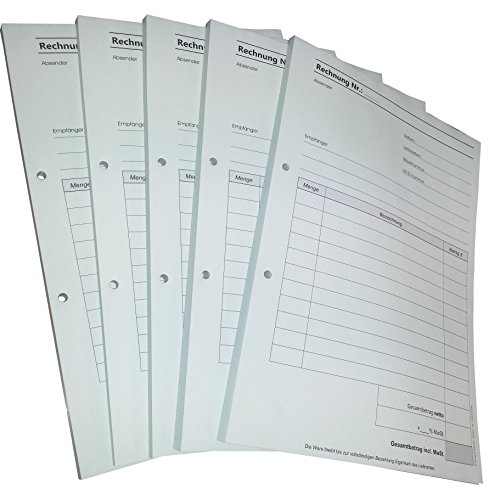 1x Rechnungsblock Block Rechnung DIN A5, 2-fach selbstdurchschreibend,2x50 Blatt weiß/grün - gelocht (22434)