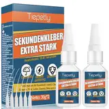 60g Sekundenkleber Extra Stark, Wasserfest Superkleber mit Antiverstopfungskappe, Alleskleber, für Kunststoff, Metall, Glas, Holz, Keramik und Heimwerkerbedarf (60 g)