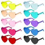 SelfTek 10 Stück Herz Brille, Magische Farben Party Herz Brille, Hippie Brille, Herz Sonnenbrille Lustige Partybrillen für Fasching Foto Requisiten Geburtstagsfeier für Kinder und Erwachsene