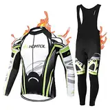 HOMTOL Radtrikot Set Langarm Herren Thermische Fleece Winter Fahrradbekleidung Radsportanzüge Fahrradtrikot mit Thermofleecefutter Fahrradhose mit Sitzpolster + 9D Gel für Radfahren MTB outdoor