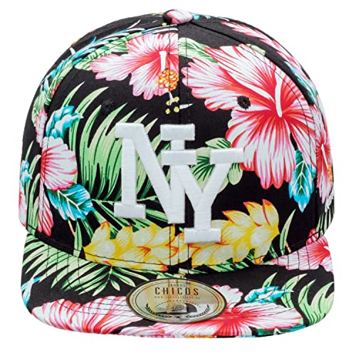 New Boy Girl NY New York süße Unisex Schwester Bruder Kindercap Hai Tiger Adler Prince Kinder Cap Snapback und Mütze 49-56cm Kopfumfang (One Size, NY-Flower-Blk-Weiß)