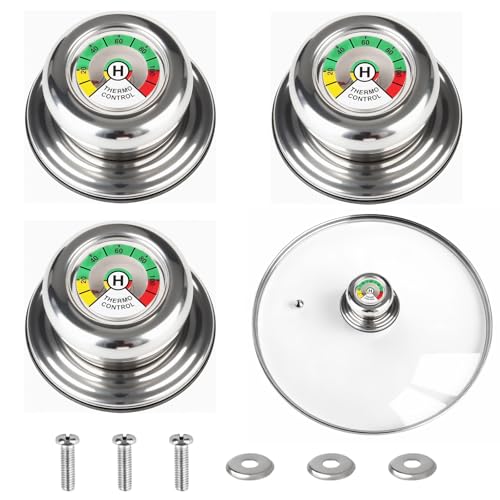 Vyanveo 3 Stück Topfdeckelgriff mit Thermometer Topfdeckelknopf Anti-Verbrennung Topfdeckel Griffe Ersatz Universal Topfdeckel Knopf Ersatzgriff Kompatibel mit AMC Töpfen und Pfannen