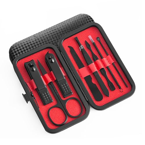 NXPUXP 8 In 1 Maniküre Set,Nagelpflegeset,Alltäglich Nagelschere Set,Nagelset mit Etui,Nageletui Damen Männer,Fingernagel Pflege Set für Reise