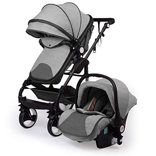 Kinderwagen „California“, 3 in 1 Kombikinderwagen Megaset 8 teilig inkl. Babyschale, Sportwagen, Babywanne und Zubehör, zertifiziert nach der Sicherheitsnorm EN1888, Jeans