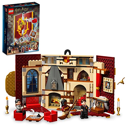 LEGO Harry Potter Gryffindor Haus Banner Set 76409, Hogwarts Castle Gemeinschaftszimmer Spielzeug oder Wandanzeige, Faltbares Reisespielzeug, Sammlerstück mit 3 Minifiguren