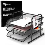 SMOY® Ablagefächer stapelbar Schwarz aus Metall Briefablage A4 für Schreibtisch Büro