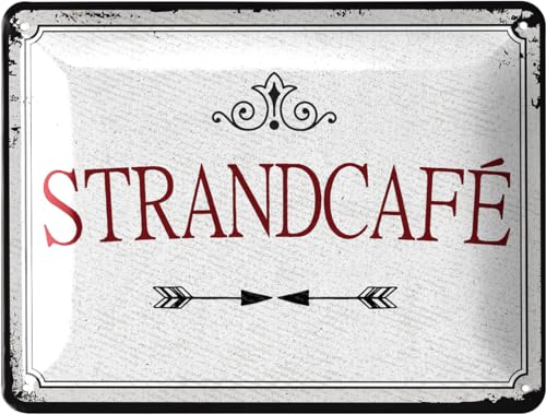 LANOLU Retro Blechschild Kaffee Bar STRANDCAFE retro Blechschilder Küche - Kaffee Geschenk, Poster Kaffee Deko Küche als Coffee Bar Schild - Metallschild Küche Kaffeeecke 15x20cm
