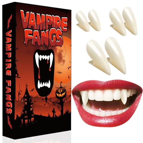 Halloween Vampir Zähne Erwachsene Vampirzähne: Vampire Teeth Fangs Halloween Vampir Schminke Cosplay Kostüm Accessoires Damen Herren Kinder Vampirgebiss, Horror Werwolf Zähne Eckzähne Fangzähne Kleber