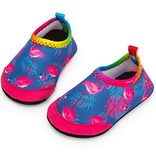 Yorgou Baby Strandschuhe Schwimmschuhe Badeschuhe Wasserschuhe Schnelltrocknende Aquaschuhe rutschfest Barfuss Schuh für Kinder Beach Pool, Flamingo / Violett, 19/20 EU