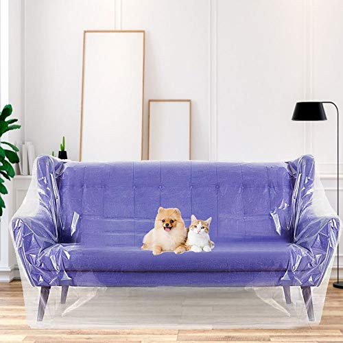 KLYNGTSK 2x3m Transparent Möbel Abdeckung Kunststoff Sofahülle Sofa Staubschutzhülle Wassedichte Möbelhülle Couchhülle Staubschutz Folie für Möbel Sofabezug für Couch Sessel Möbel Renovierung