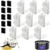 Upgrade Square Filter, Cat Fountain Filter, 9 Pieces Filters + 9 Pieces Foam Filters for Cat Drinking Fountain, Filtering Hair (Sponge), Triple Filtration (Filter)