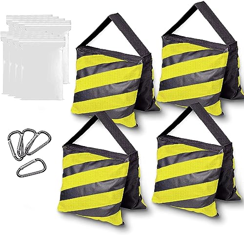 EMART 4er Pack Sandbag Sandsack Schwarz/Gelb für Fotografie, Strapazierfähiger Sandsäcke für Fotostudio, Video, Stativhalterungen