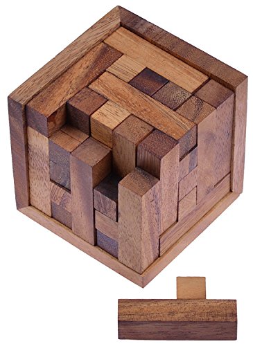 LOGOPLAY Packwürfel 125-3D Puzzle - Denkspiel - Knobelspiel - Geduldspiel - Logikspiel im Holzrahmen