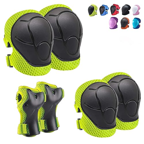 CKE Kinder Knieschützer für Kinder Ellbogenschützer Schutzvorrichtungen für Jungen Mädchen 2-14 Jahre alt Kinder Schutzausrüstung Set für Skating Radfahren Fahrrad Rollerblading Rolle Green