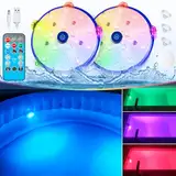 DeeprBlu Unterwasser Pool Licht mit Fernbedienung, Wiederaufladbare Farbwechselnde Whirlpool Lichter Unterwasser, Schwimmende Spa Lichter mit Magnet/Saugnäpfe/Eisenplatte, Badewanne licht für Spa