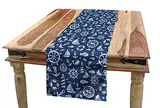ABAKUHAUS Segelboot Tischläufer, Die Schiffs-Rad und Anker, Esszimmer Küche Rechteckiger Dekorativer Tischläufer, 40 x 225 cm, Weiß Blau