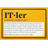 DankeDir! ITler Informatiker Definition - 30 x 20 cm Schild - Partydeko Geschenkidee Geschenk Kollegen Freunde - lustiger Spruch Spruchschild Wanddeko Geburtstagsgeschenk Karte