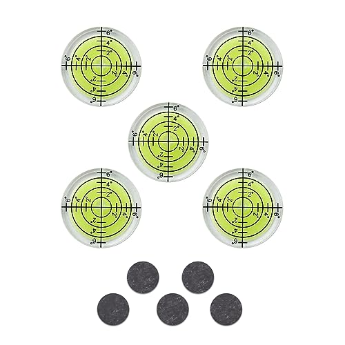 5 Stück Ø 32 mm Durchmesser Präzisions-Wasserwaage, Wasserwaage Klein Mit 5 Selbstklebemagneten, Camping Wasserwaage, Libelle Wasserwaage, Wasserwaage Wohnmobil