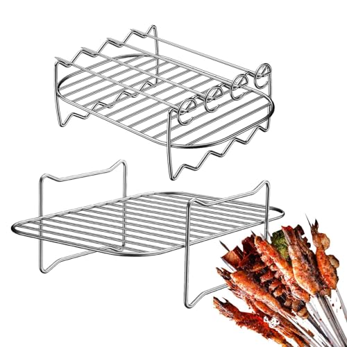 Fukamou BBQ Grill,Doppellagiger Aus Edelstahl Zum Kochen, Rechteckiger Warmhalte Für Hühnerflügel Für Garten, Wandern, Camping, Reisen, Outdoor