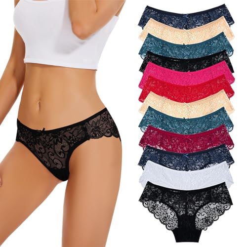 Evolyline Unterhosen Damen Spitze Damen Hipster Spitze Spitzen Slips Damen Panties Damen Spitze weich Panties Spitze Unterhosen für Frauen Mehrpack Hipster Spitze Damen