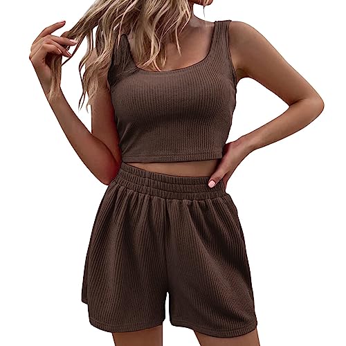 Blitzangebote Des Tages Zweiteiler Damen Musselin Bluse Und Shorts Sommer Set Lounge Set Strand Y2K Clothes Sportanzug Hawaii Outfit Damen 2 Teiler Freizeitanzug Loungewear Two Piece für Strand Urlaub