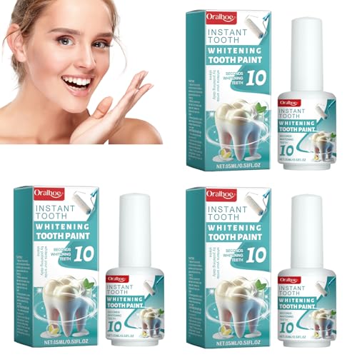 3 Stück Zahnlack,Zahnlack Weiß,Zahnfarbe,Zahnaufhellungsgel für Empfindliche Zähne,Instant Tooth Whitening,für Menschen,Die Kaffee,Tee und Wein Trinken,Verwendet,um Zahnflecken zu Entfernen